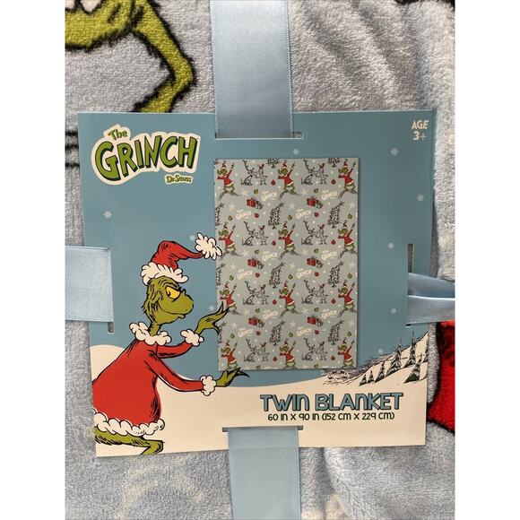 How The Grinch Stole Christmas Twin Size Blue Plush 60x90” Blanket Throw Dog Max - Picture 2 of 4